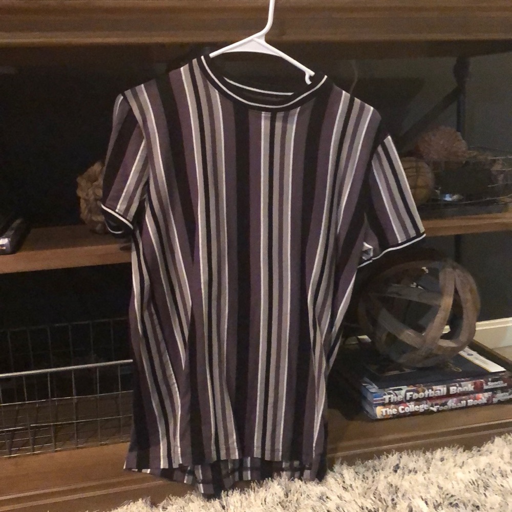 Striped Shirt w/ Embroidered Collar, Sleeves